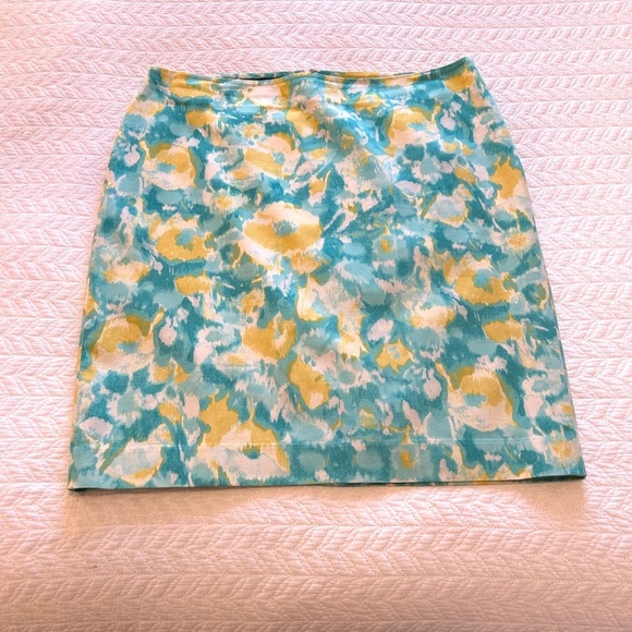 TALBOTS Petite Watercolor Floral Print Cotton Stretch Lined Pencil Skirt Size14P - Picture 5 of 14